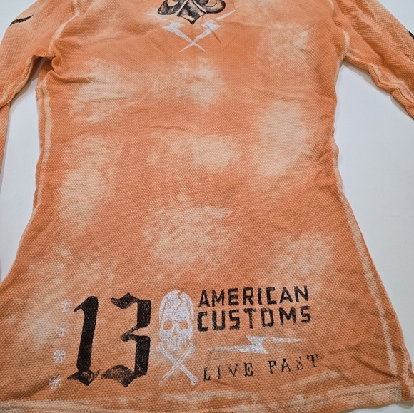 Affliction Orange Long Sleeve Women's Top - Picture 3 of 3